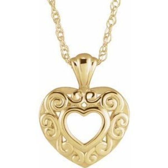 14K Yellow 12.9x10.1 mm Pierced Heart 14